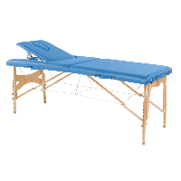 Table pliante écoposturale: deux sections, avec structure en bois naturel réglable et trou facial (182 x 70 cm)