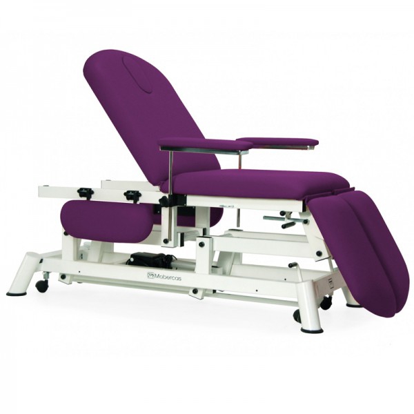 Brancard électrique : trois corps, type chaise, avec réglage en hauteur, accoudoirs réglables, repose-jambes indépendants, couvre-visage et roues escamotables Brancard électrique : trois corps, type chaise, avec réglage en hauteur, accoudoirs réglables, repose-jambes indépendants, couvre-visage et roues escamotables