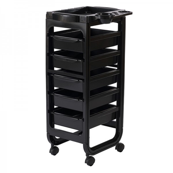 Comby Rolling Styling Trolley - Cinq tiroirs coulissants, côtés ouverts et poignées latérales Comby Rolling Styling Trolley - Cinq tiroirs coulissants, côtés ouverts et poignées latérales