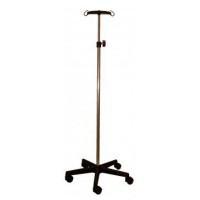 Support de sérum Kinefis en acier chromé avec base et deux cintres en PVC Support de sérum Kinefis en acier chromé avec base et deux cintres en PVC