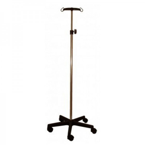 Support de sérum Kinefis en acier chromé avec base et deux cintres en PVC Support de sérum Kinefis en acier chromé avec base et deux cintres en PVC