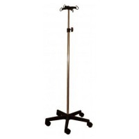 Support de sérum Kinefis en acier chromé avec base et quatre cintres en PVC Support de sérum Kinefis en acier chromé avec base et quatre cintres en PVC