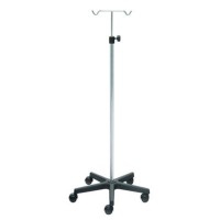 Support de sérum Kinefis en acier chromé avec base en PVC et deux cintres en acier chromé Support de sérum Kinefis en acier chromé avec base en PVC et deux cintres en acier chromé