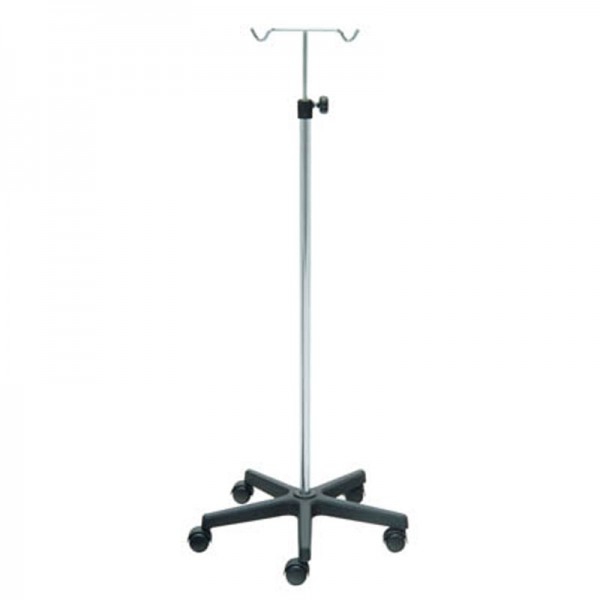 Support IV Kinefis en acier inoxydable avec base en PVC et deux cintres en acier inoxydable Support IV Kinefis en acier inoxydable avec base en PVC et deux cintres en acier inoxydable