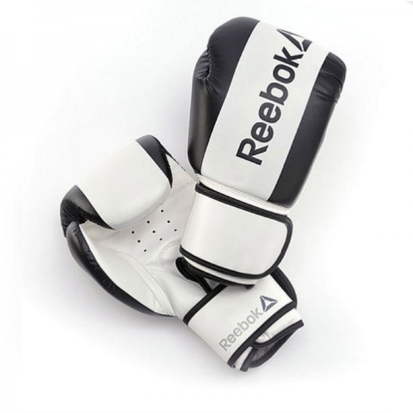 Gants de boxe en cuir Reebok : Couleur noir/blanc