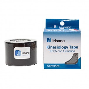 Kinesiology Tape Irisana avec tourmaline bande noire 5 cm x 5 m