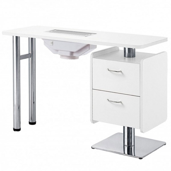 Table de manucure Hale : Aspirateur, sac, deux tiroirs et coussin repose-mains Table de manucure Hale : Aspirateur, sac, deux tiroirs et coussin repose-mains