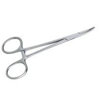 Pince Inox à Verrouillage de Sécurité Pointe Courbée 12 cm : Idéale pour l'auriculo-ponction Pince Inox à Verrouillage de Sécurité Pointe Courbée 12 cm : Idéale pour l'auriculo-ponction