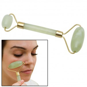 Rouleau de jade pour massage du visage: Idéal pour le massage du visage, effet anti-rides, tenseur et anti-stress