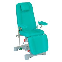 Chaise pour prélèvements sanguins : Structure en acier, siège réglable hydrauliquement en hauteur et inclinable électriquement (couleurs disponibles)