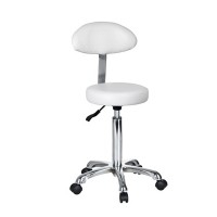 Tabouret Fast Plus avec dossier: Design ergonomique, base chromée à cinq roues et hauteur réglable Tabouret Fast Plus avec dossier: Design ergonomique, base chromée à cinq roues et hauteur réglable