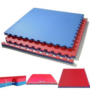 Puzzle Tatami Réversible Kinefis coloris bleu - rouge (épaisseur 20 mm)