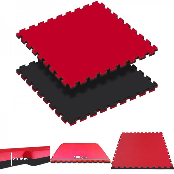 Puzzle Tatami Réversible Kinefis coloris noir - rouge (épaisseur 20 mm)