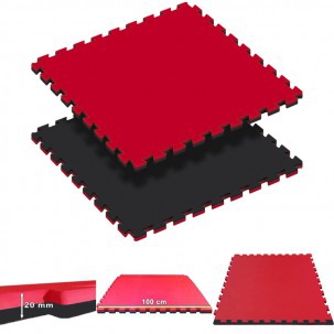 Puzzle Tatami Réversible Kinefis coloris noir - rouge (épaisseur 20 mm)