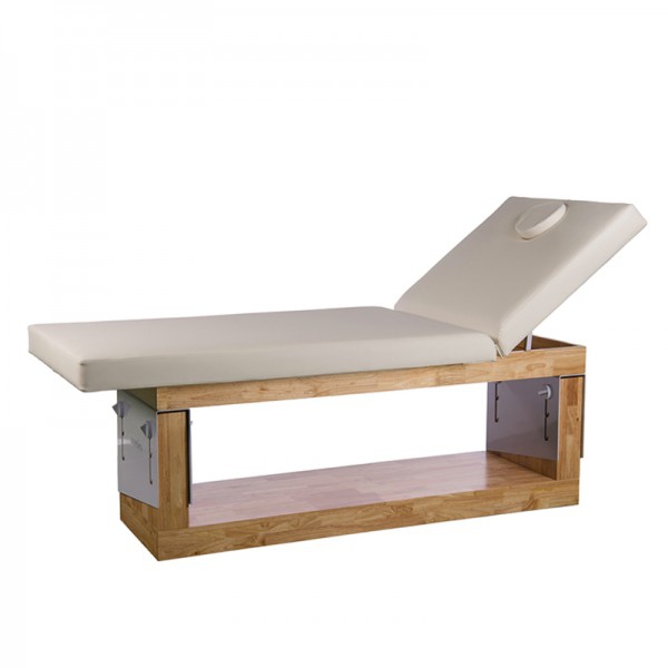 Lit fixe SPA Occi Wooden Bed: Avec deux sections, structure en bois naturel et inclinaison réglable