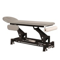 Table de massage électrique technique écoposturale : deux corps avec bras repliables, cadre manivelle noir et tête T10 (62 x 207 cm)