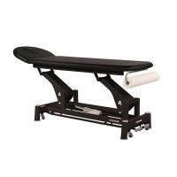 Table de massage électrique technique écoposturale : deux corps avec structure bielle noire et tête T10 (62 x 207 cm)