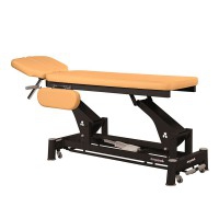 Table de massage électrique technique écoposturale : deux corps avec bras repliables, structure bielle noire et tête T05 (50 x 188 cm)
