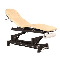 Table de massage électrique technique écoposturale : quatre corps avec structure bielle noire et tête T01 (62 x 207 cm)