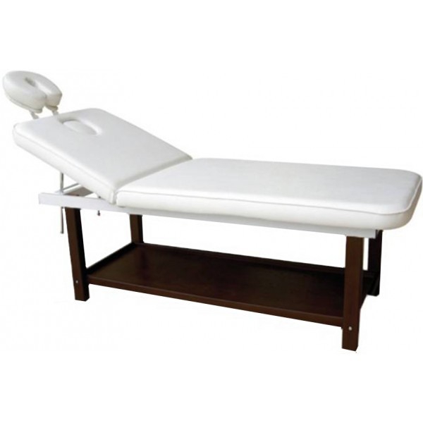 Table SPA et esthétique Rombo à deux corps : Avec structure fixe, trou facial, dossier et appui-tête réglable Table SPA et esthétique Rombo à deux corps : Avec structure fixe, trou facial, dossier et appui-tête réglable