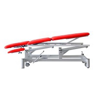 Civière hydraulique multifonctionnelle à trois sections Kinefis Quality : avec cadre en acier soudé, réglage en hauteur avec deux pédales, roues rétractables, bras réglables et trou pour le visage Civière hydraulique multifonctionnelle à trois sections Kinefis Quality : avec cadre en acier soudé, réglage en hauteur avec deux pédales, roues rétractables, bras réglables et trou pour le visage