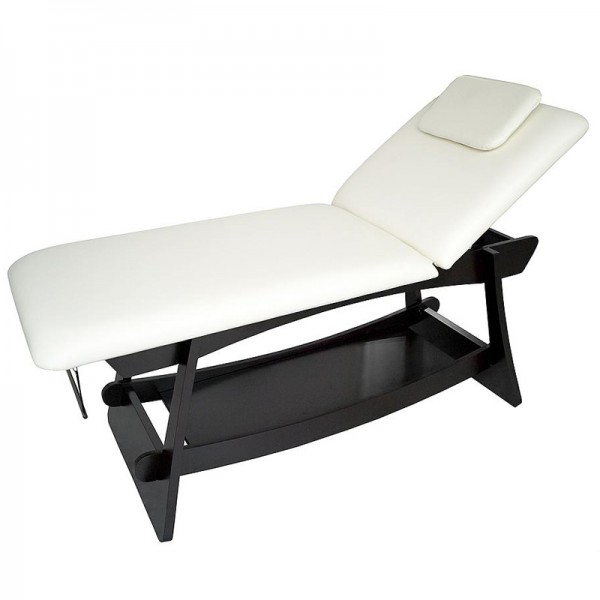 Table SPA et esthétique Delto à deux corps : Structure fixe en bois, trou facial, porte-rouleau de papier toilette et dossier réglable Table SPA et esthétique Delto à deux corps : Structure fixe en bois, trou facial, porte-rouleau de papier toilette et dossier réglable