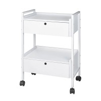 Chariot en métal blanc Easy Plus: équipé de deux étagères et de deux tiroirs verrouillables
