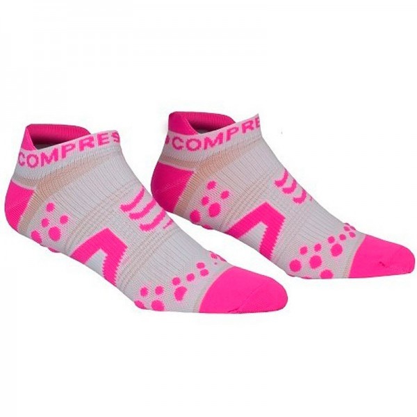 Offre Dernière Saison - Chaussettes Compressport Pro Racing V2 Run Low Cut - Chaussettes techniques ultra basses - Blanc-Rose Offre Dernière Saison - Chaussettes Compressport Pro Racing V2 Run Low Cut - Chaussettes techniques ultra basses - Blanc-Rose