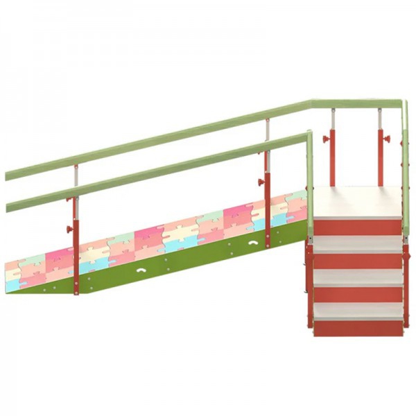 Escalier pour enfants avec rampe : Quatre marches avec rampe réglable Escalier pour enfants avec rampe : Quatre marches avec rampe réglable