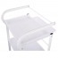 Pièce de chariot en métal blanc: équipée de trois étagères et d'un tiroir amovible Pièce de chariot en métal blanc: équipée de trois étagères et d'un tiroir amovible