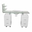 Table de manucure Pezi : Aspirateur, sac, double colonne de tiroirs et coussin repose-mains Table de manucure Pezi : Aspirateur, sac, double colonne de tiroirs et coussin repose-mains