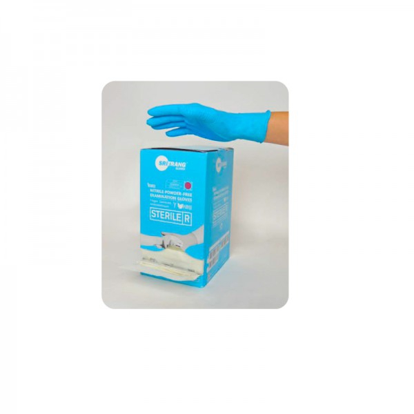 Gants en nitrile, non poudrés, stériles : bleus, certifiés 374-5 (boîte de 100) Gants en nitrile, non poudrés, stériles : bleus, certifiés 374-5 (boîte de 100)