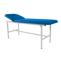 Brancard fixe à deux corps Kinefis Essential : avec structure métallique, dossier réglable et trou pour le visage Brancard fixe à deux corps Kinefis Essential : avec structure métallique, dossier réglable et trou pour le visage