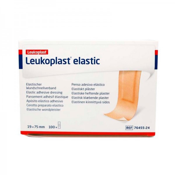 Pansement rectangulaire Leukoplast Elastic 19 x 75 mm sans latex (boîte de 100 unités)