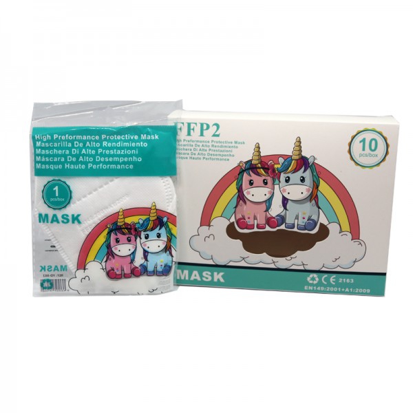 Masques FFP2 garçon / fille avec certificat CE européen couleur blanche (emballés individuellement - Boîte de 10 unités)