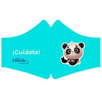 Masques hygiéniques en tissu lavables et réutilisables avec filtres : avec sérigraphie ours panda (Taille - Enfants) (Comprend un seul filtre)