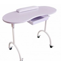 Table de manucure portable pliante Palmar: équipée d'un tiroir, d'un coussin de repose-mains et de roues verrouillables Table de manucure portable pliante Palmar: équipée d'un tiroir, d'un coussin de repose-mains et de roues verrouillables