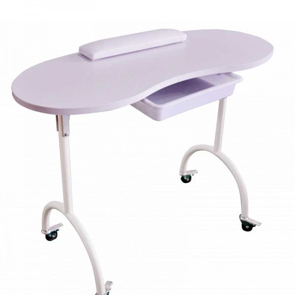 Table de manucure portable pliante Palmar: équipée d'un tiroir, d'un coussin de repose-mains et de roues verrouillables Table de manucure portable pliante Palmar: équipée d'un tiroir, d'un coussin de repose-mains et de roues verrouillables