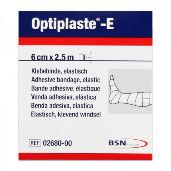 Optiplaste-E (ex-Elastoplast-E) 6 cm x 2,5 mètres : Bande élastique adhésive en coton et viscose