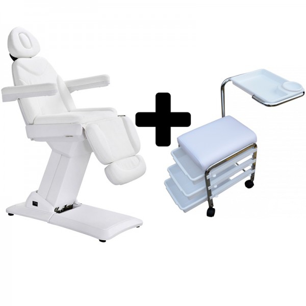 Beauty Premium Pack: Chaise brancard esthétique électrique Maxi avec quatre moteurs + tabouret de manucure Brevis