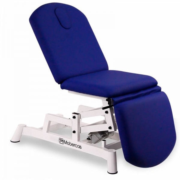 Chaise électrique : trois sections, type brancard, avec réglage de la hauteur et prise faciale (deux modèles disponibles) Chaise électrique : trois sections, type brancard, avec réglage de la hauteur et prise faciale (deux modèles disponibles)