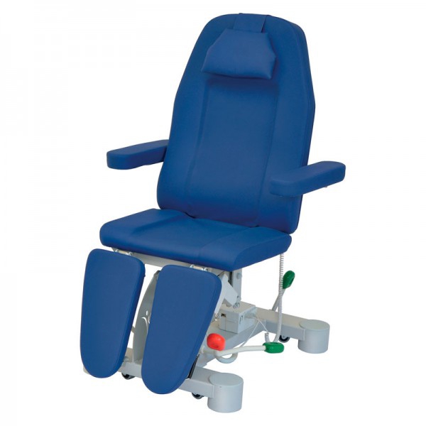 Fauteuil de podologie : réglage hydraulique de la hauteur, siège à inclinaison électrique, dossier et repose-pieds réglables au gaz (couleurs disponibles) Fauteuil de podologie : réglage hydraulique de la hauteur, siège à inclinaison électrique, dossier et repose-pieds réglables au gaz (couleurs disponibles)