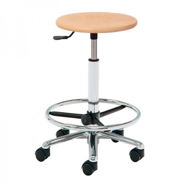Tabouret en bois Kinefis Elite : sans dossier, avec anneau repose-pieds et hauteur élevée de 55 à 80 cm Tabouret en bois Kinefis Elite : sans dossier, avec anneau repose-pieds et hauteur élevée de 55 à 80 cm