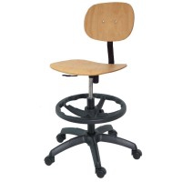 Tabouret en bois Kinefis Economy : Avec dossier, anneau de repose-pieds et hauteur élevée de 55 à 80 cm Tabouret en bois Kinefis Economy : Avec dossier, anneau de repose-pieds et hauteur élevée de 55 à 80 cm