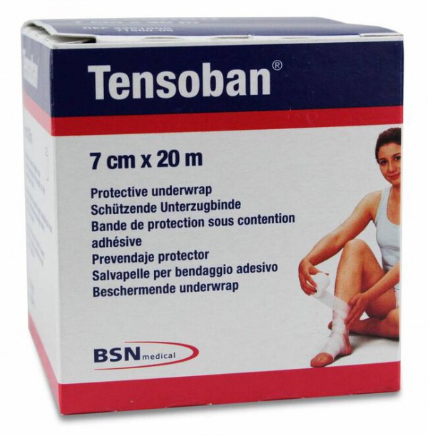 Tensoban 7 cm x 20 mètres : Bandage polyuréthane translucide pour pré-bandages et/ou rembourrage Tensoban 7 cm x 20 mètres : Bandage polyuréthane translucide pour pré-bandages et/ou rembourrage
