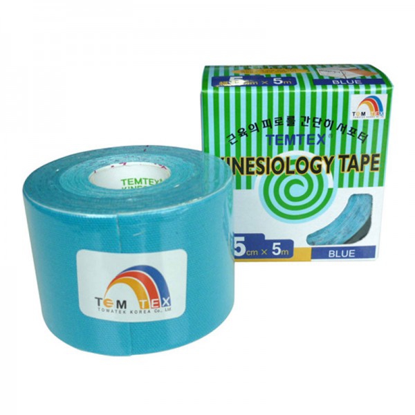 Ruban de kinésiologie Temtex couleur bleu (5cm X 5m) Ruban de kinésiologie Temtex couleur bleu (5cm X 5m)