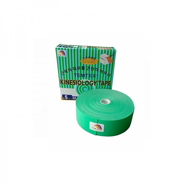 Pansement neuromusculaire Temtex coloris vert (5cm X 32m) Pansement neuromusculaire Temtex coloris vert (5cm X 32m)