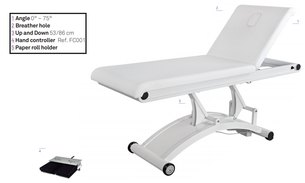 Brancard électrique cervical : éléments réglables